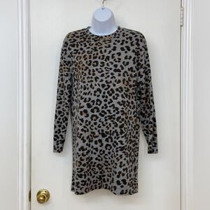 Zara Women Leopard Print Sweater Dress, Long Sleeves, Size S